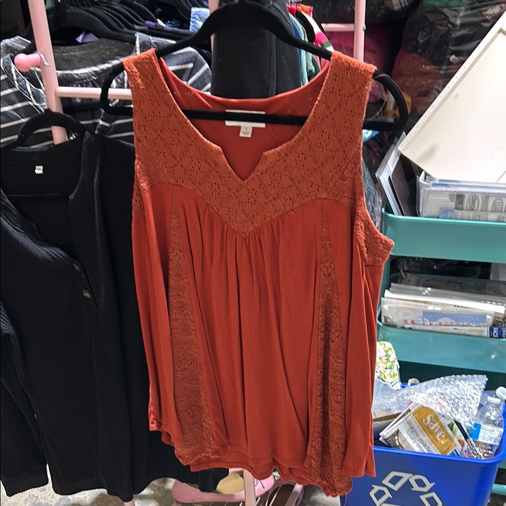Knox Rose Orange Sleeveless Blouse
